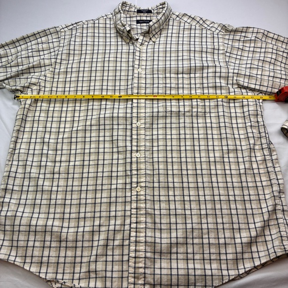 Nautica Men's Casual Button Down Flannel Shirt - Cream and Black Plaid - Picture 5 of 11
